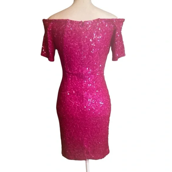 slim fit dress slacks Radiant Pink Sparkle Mini Dress - US 12